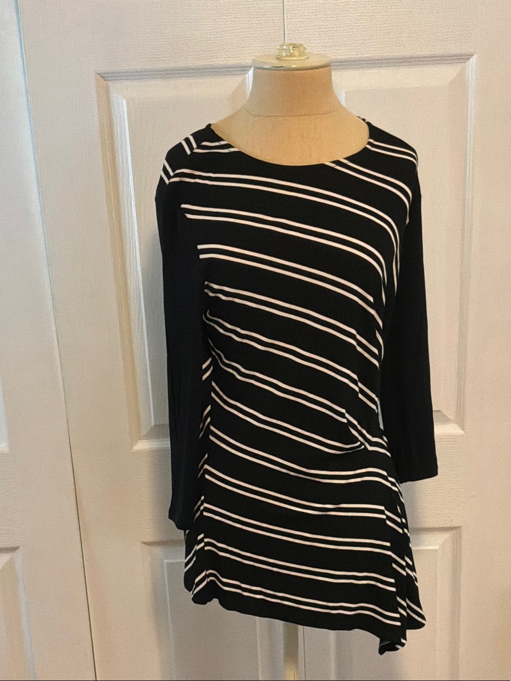 Vecceli Italy Black and White Striped Tunic